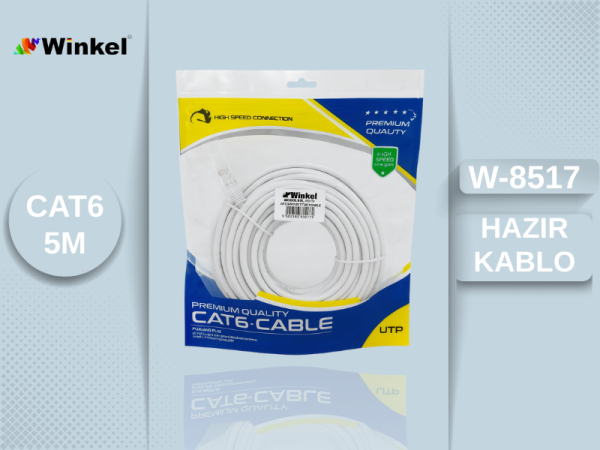 CAT6 HAZIR KABLO BEYAZ 5 MT